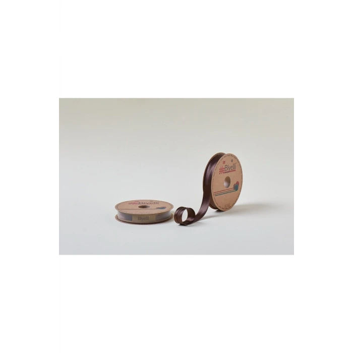 Biye Saten Katlı 084 Kahverengi 2 cm 25 Metre %100 Polyester