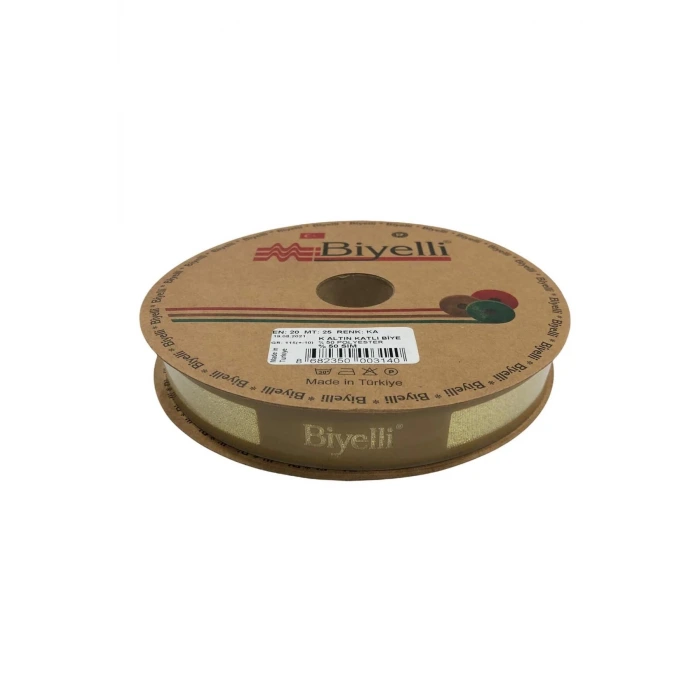 Biye Simli Katlı Ka Altın 2 cm 25 Metre %50 Simli % 50 Polyester