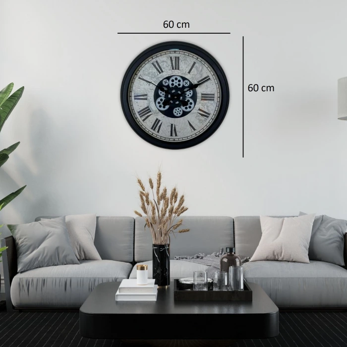 Black Atlas Series 60 Cm Çarklı Duvar Saati