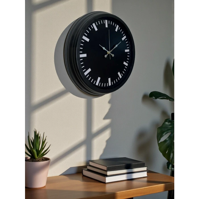 Black Baseline 40 Cm Metal Duvar Saati