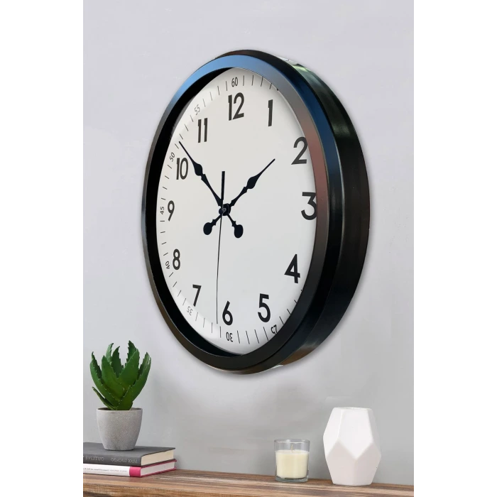 Black Classic 52 Cm Metal Modern Ve Şık Duvar Saati