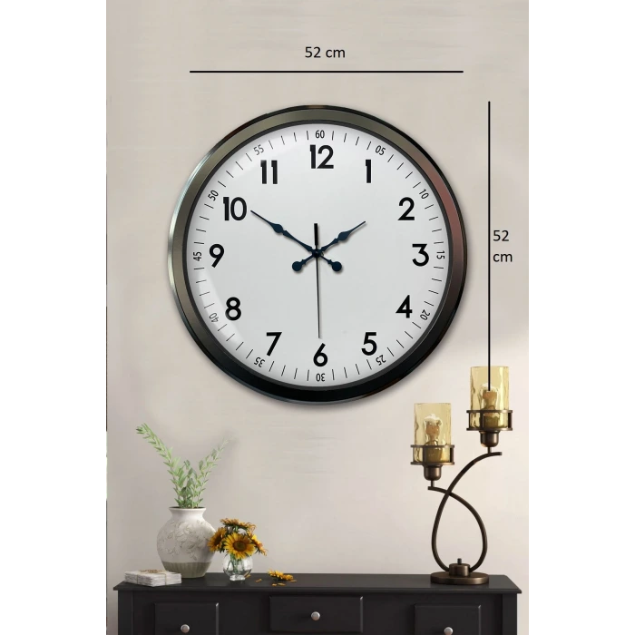 Black Classic 52 Cm Metal Modern Ve Şık Duvar Saati
