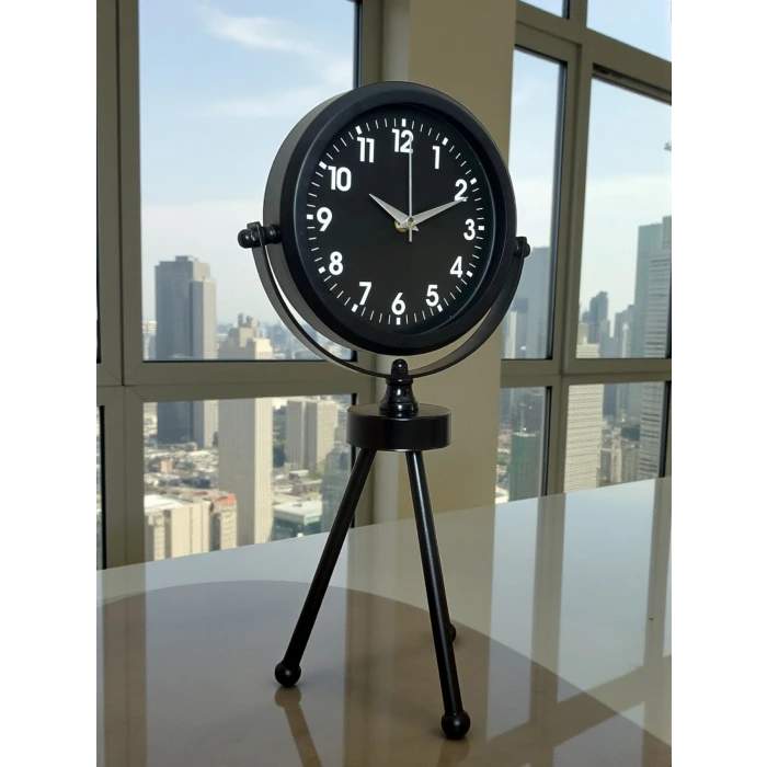Black Luxury Modern Üç Ayaklı Metal Masa Saati
