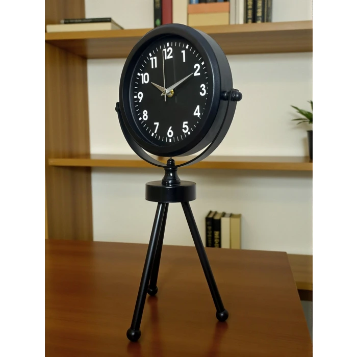 Black Luxury Modern Üç Ayaklı Metal Masa Saati