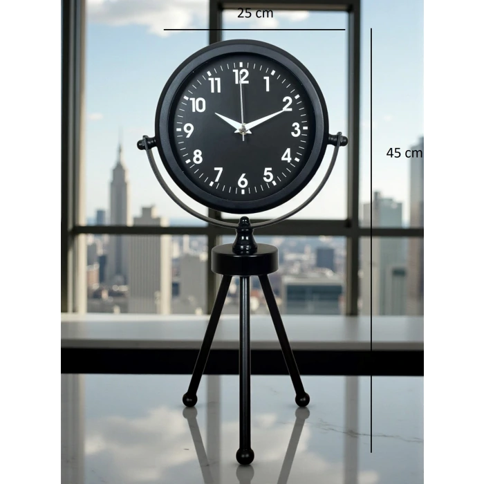 Black Luxury Modern Üç Ayaklı Metal Masa Saati
