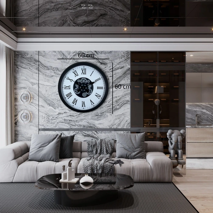 Black Majesty 60 Cm Çarklı Duvar Saati