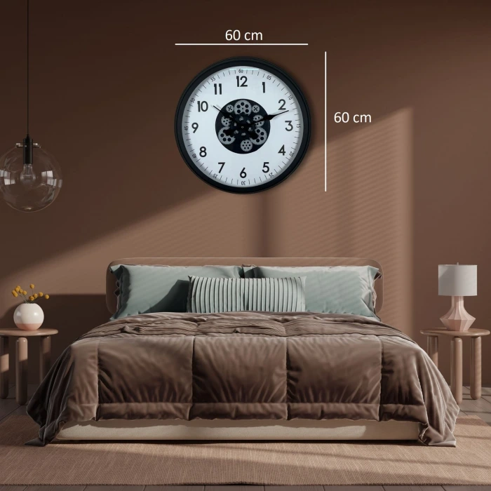 Black Motion 60 Cm Çarklı Duvar Saati