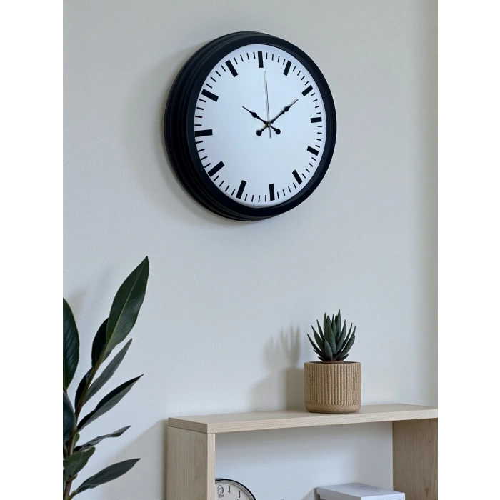 Black & White Baseline 40 Cm Metal Duvar Saati
