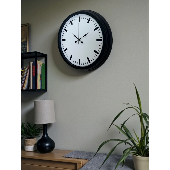 Black & White Baseline 40 Cm Metal Duvar Saati