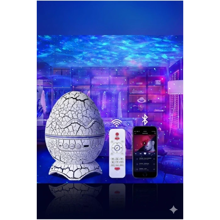 Bluetooth Hoparlörlü RGB Gece Lambası – Dinazor yumurtası Işıklı, Uzaktan Kumandalı Dekor Lamba