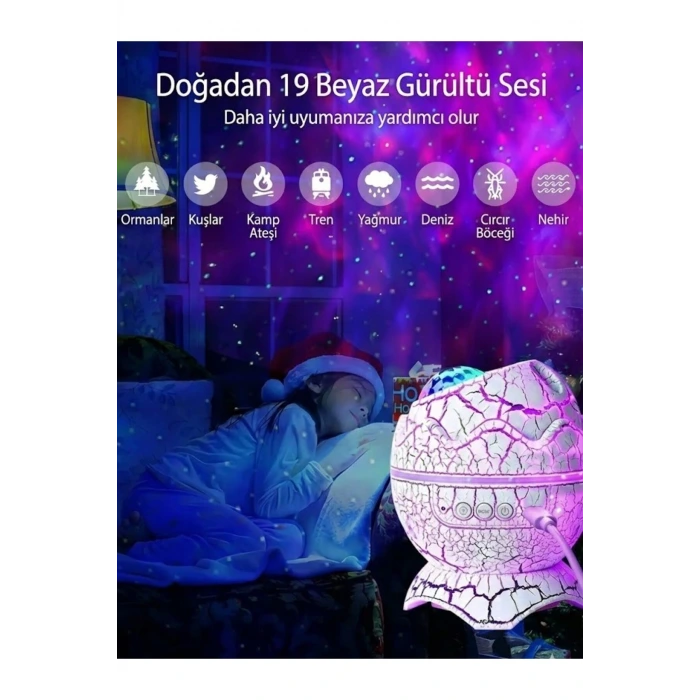 Bluetooth Hoparlörlü RGB Gece Lambası – Dinazor yumurtası Işıklı, Uzaktan Kumandalı Dekor Lamba