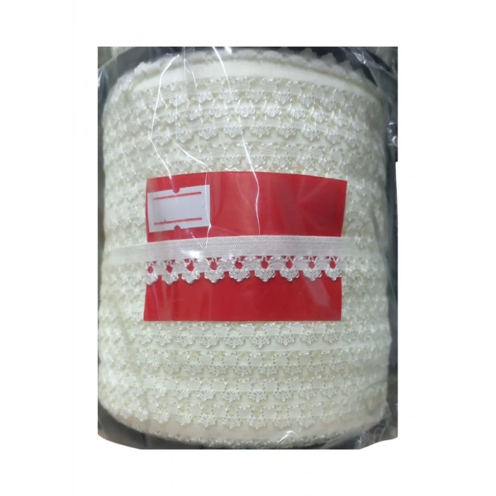 Çamaşır Lastiği Dantelli 1 cm 75 Metre 1 Top Ekru