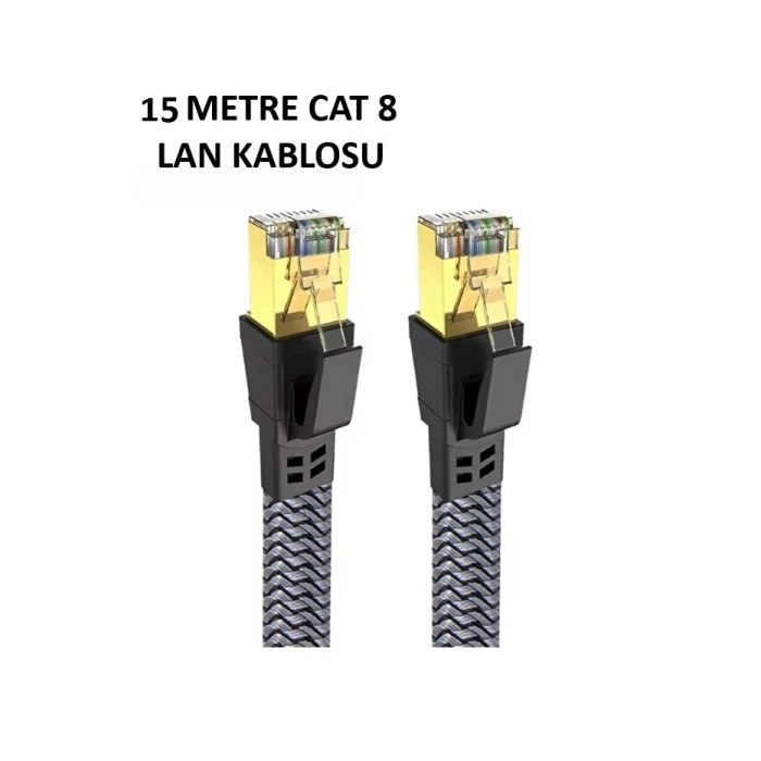 Cat 8 LAN Kablosu –Ethernet Kablosu Örgü Kaplama, Yüksek Hızlı  (15 METRE)