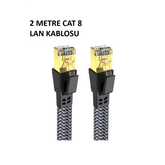 Cat 8 LAN Kablosu –Ethernet Kablosu Örgü Kaplama, Yüksek Hızlı (2 METRE)