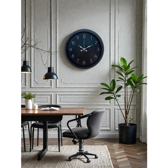 Classic Black Zarif 40 cm Metal Duvar Saati