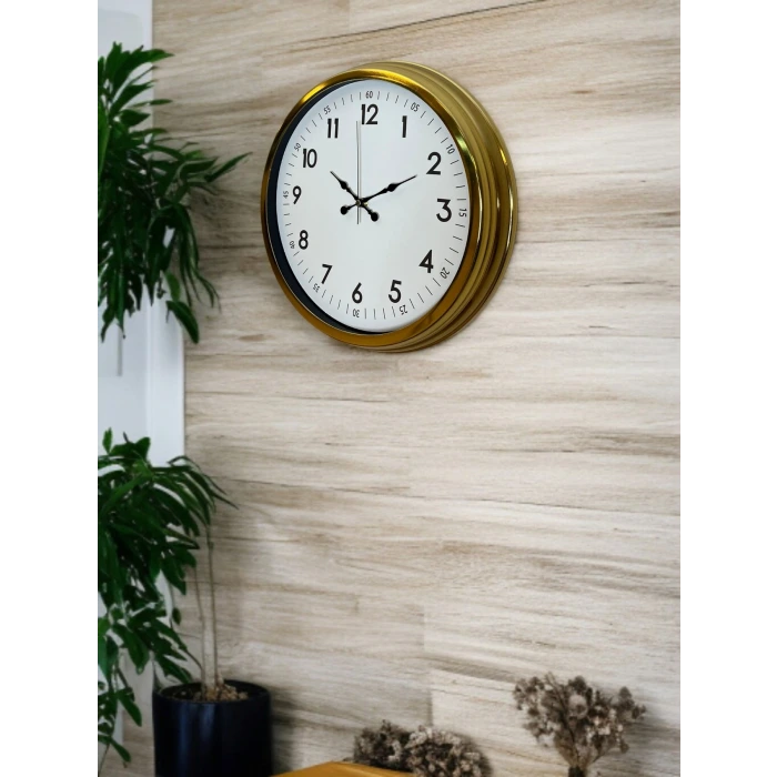 Classic White Gold 40 Cm Metal Duvar Saati
