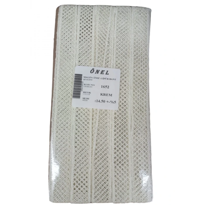 Dantel Polyester Güpür Bant Krem 14,50 Metre En 3 cm ON-1652-KR