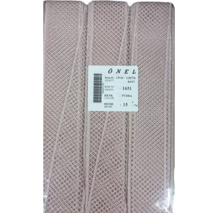 Dantel Polyester Güpür Bant Pudra 15 Metre En 3 cm ON-1651-PU