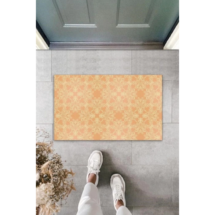 Dekoratif Dijital Baskı Yavruağzı Motif Dış Mekan Paspas K-2086