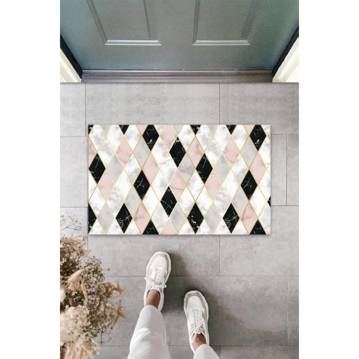 Dijital Baskı Pembe Baklava Dilimi Kapı Paspası