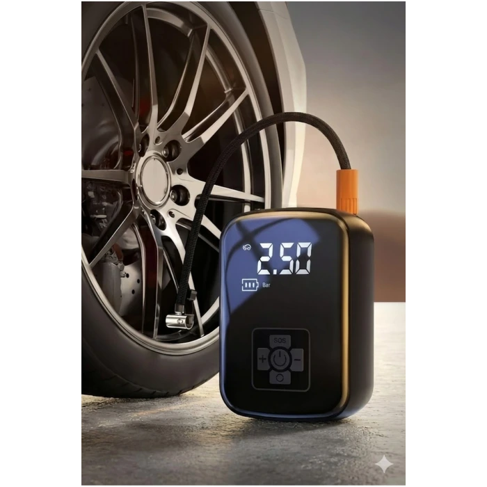 Dijital Şarjlı Araç Lastik Hava Pompası Kompresör Taşınabilir LED Ekranlı
