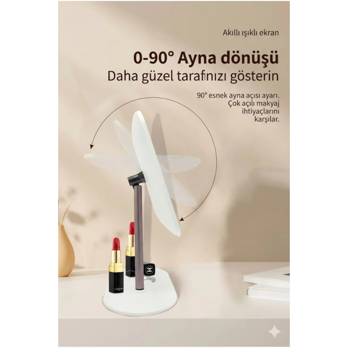 Dokunmatik led ışıklı makyaj aynası dikdörtgen 3 renk ışık LED MASA AYNASI