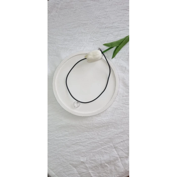 El Yapımı Beyaz Kalpli Kolye