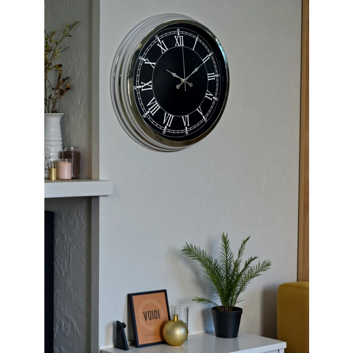 Elegance 40 Cm Metal Krom Duvar Saati