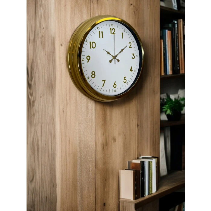 Elegant Gold Frame 40 Cm Metal Duvar Saati