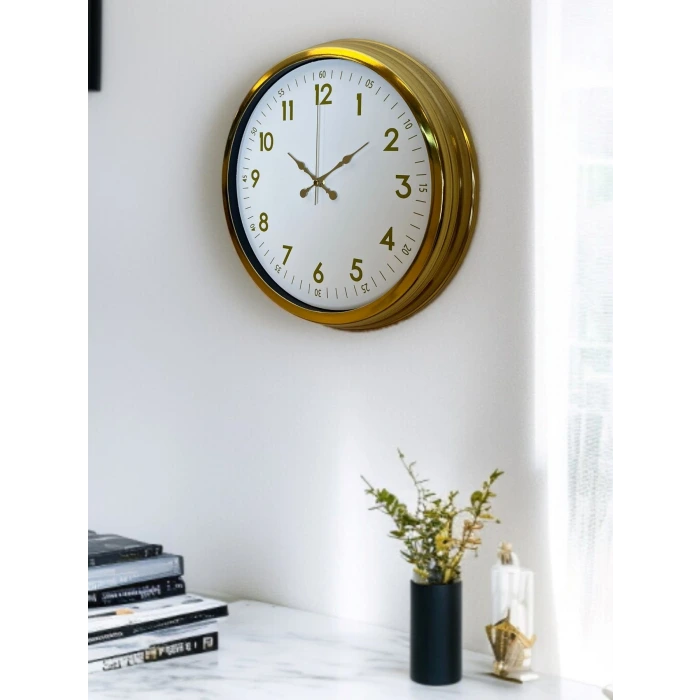 Elegant Gold Frame 40 Cm Metal Duvar Saati