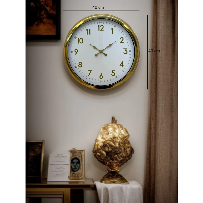 Elegant Gold Frame 40 Cm Metal Duvar Saati