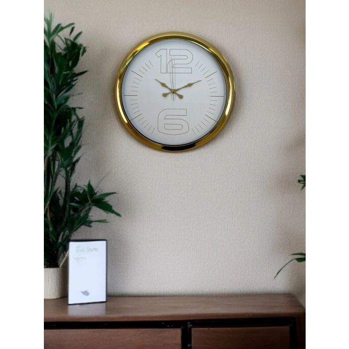 Elegant White Gold 40 Cm Metal Duvar Saati