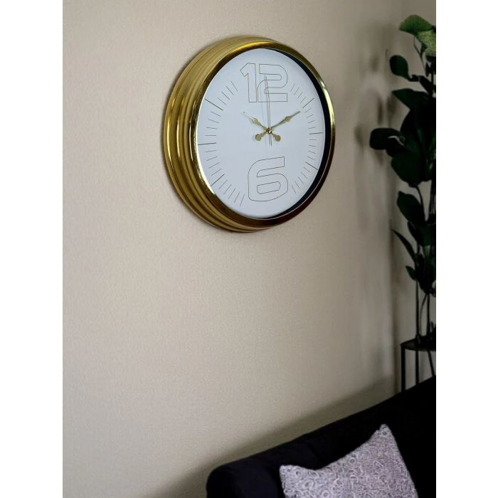 Elegant White Gold 40 Cm Metal Duvar Saati