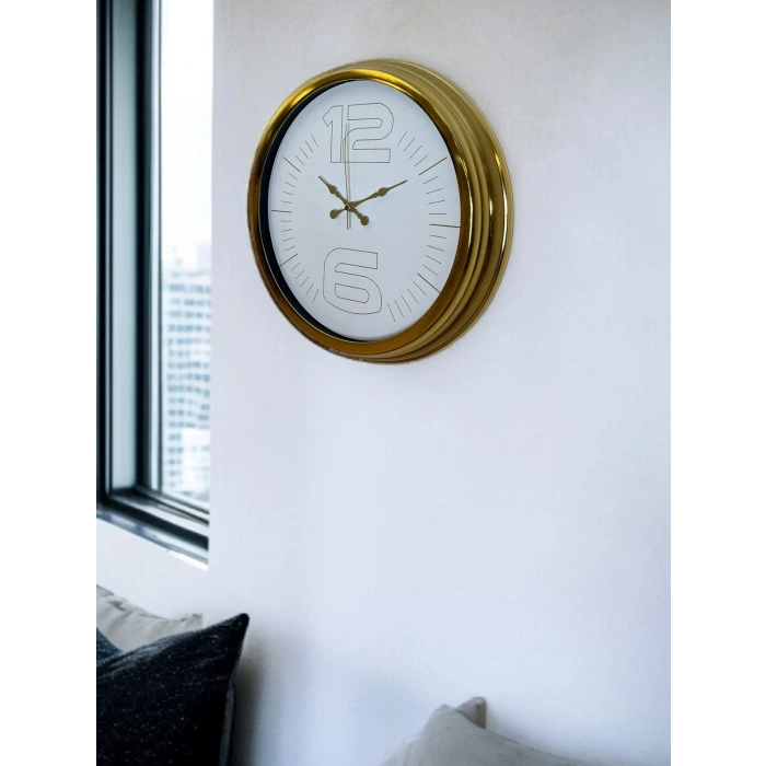 Elegant White Gold 40 Cm Metal Duvar Saati