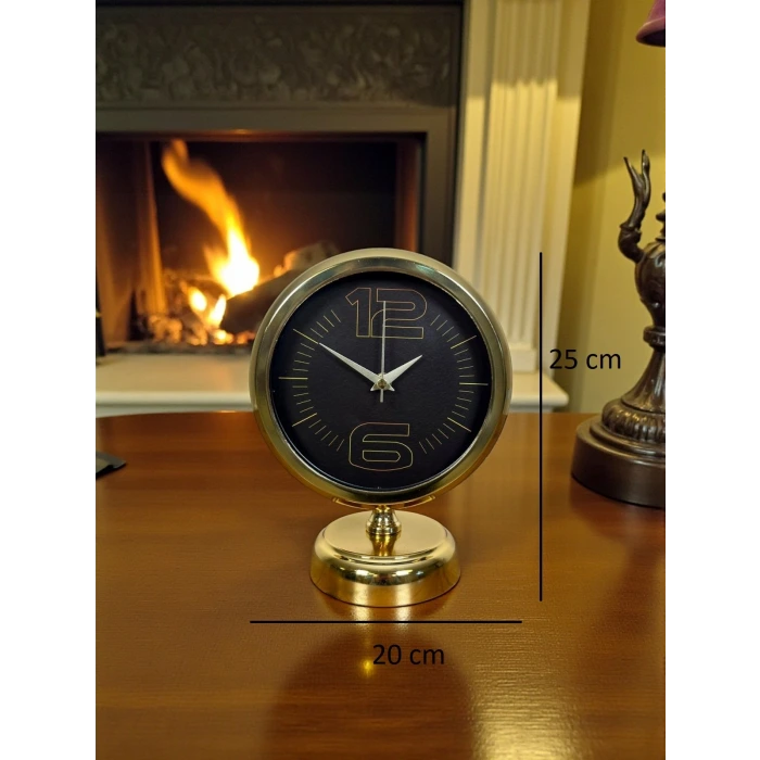 Elite Black Gold 25 x 20 Cm Metal Masa Saati