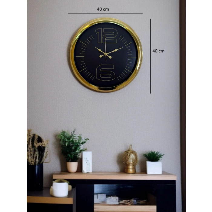 Elite Luxury Gold 40 Cm Metal Duvar Saati
