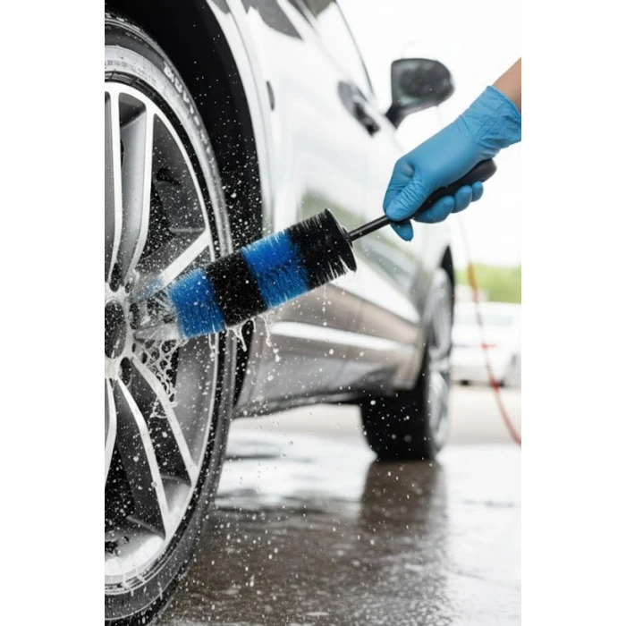 Ergonomik Saplı Jant ve Lastik Temizleme Fırçası – Araç Detay Temizliği İçin Güçlü Kıllı Detay Fırçası