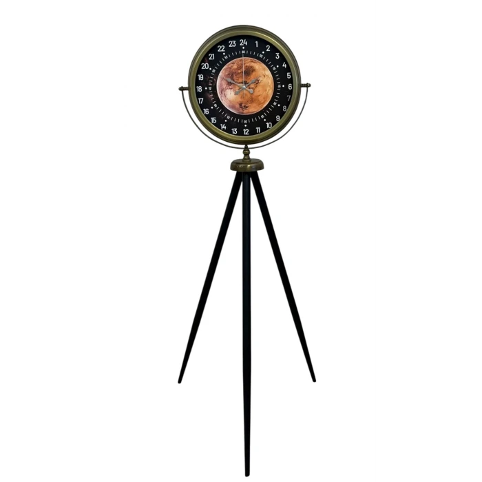 Eskitme 24 Saat Göstergeli Özel Tasarım Tripod Ayaklı Saat