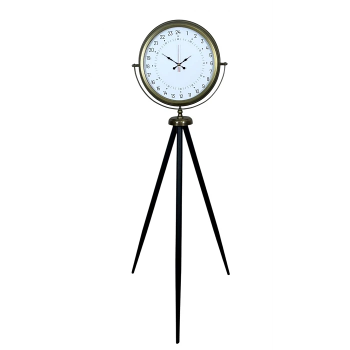 Eskitme 24 Saat Göstergeli Özel Tasarım Tripod Ayaklı Saat