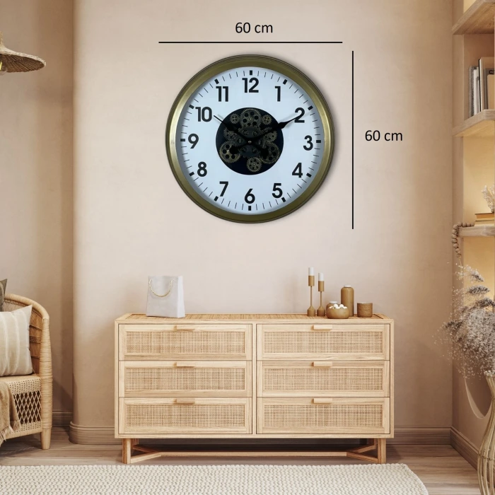 Eskitme 60 Cm Çarklı Klasik Duvar Saati