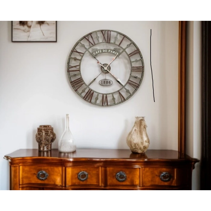 Eskitme Cafe de Paris 73 Cm Roma Rakamlı Duvar Saati