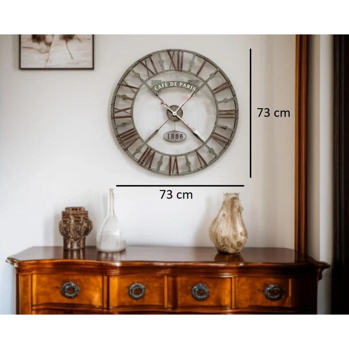 Eskitme Cafe de Paris 73 Cm Roma Rakamlı Duvar Saati