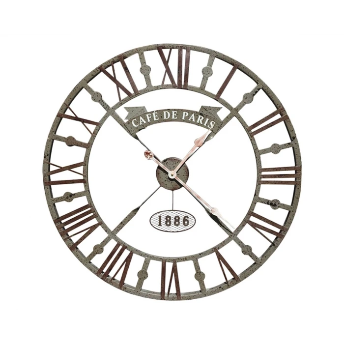 Eskitme Cafe de Paris 73 Cm Roma Rakamlı Duvar Saati