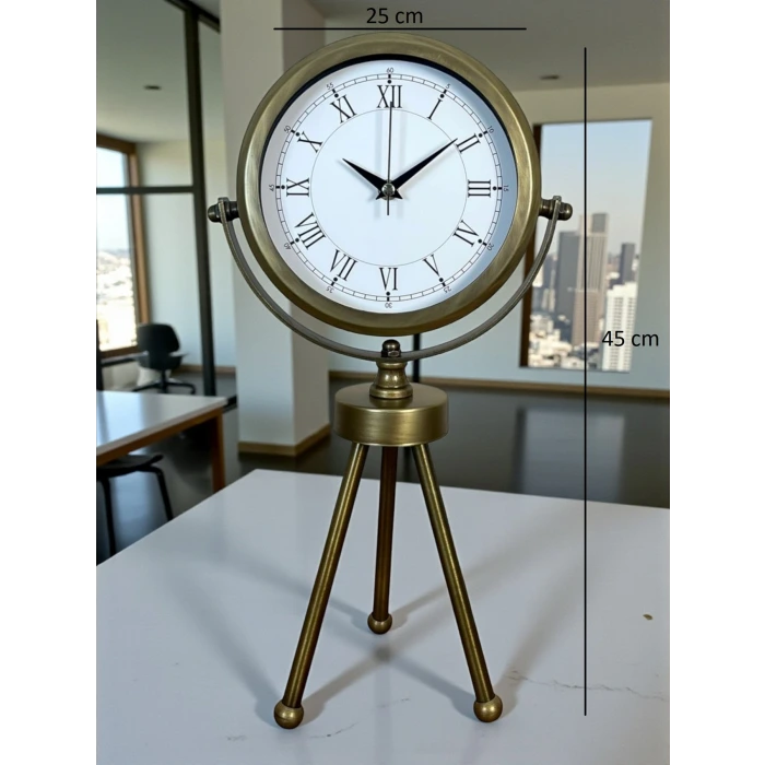 Eskitme Dekoratif Üç Ayaklı Masa Saati