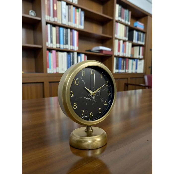 Eskitme Mermer Desenli 25 x 20 Cm Metal Masa Saati