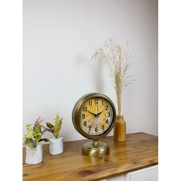 Eskitme Metal Kaos Masa Saati 25×20 cm