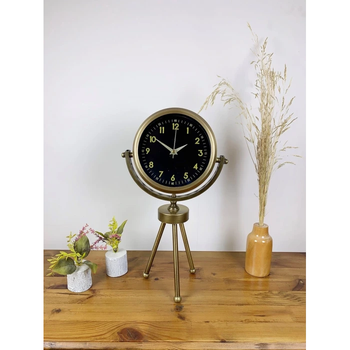 Eskitme Metal Mini Tripod Tokyo Masa Saati 45×26 cm