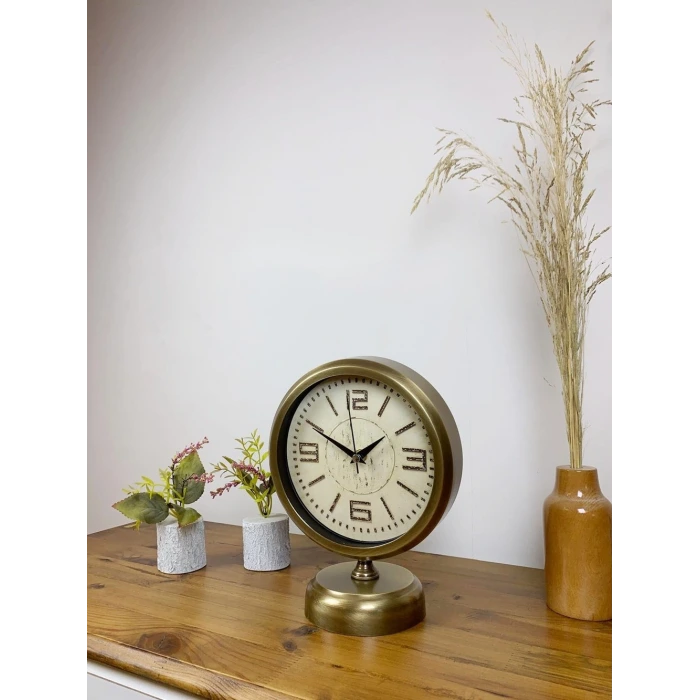 Eskitme Metal Vintage Masa Saati 25×20 cm
