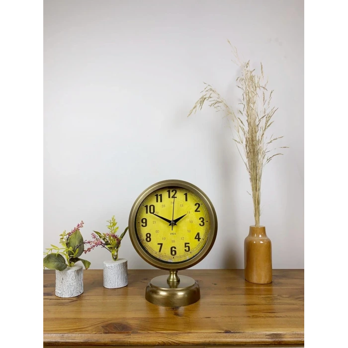 Eskitme Metal Vira Masa Saati 25×20 cm