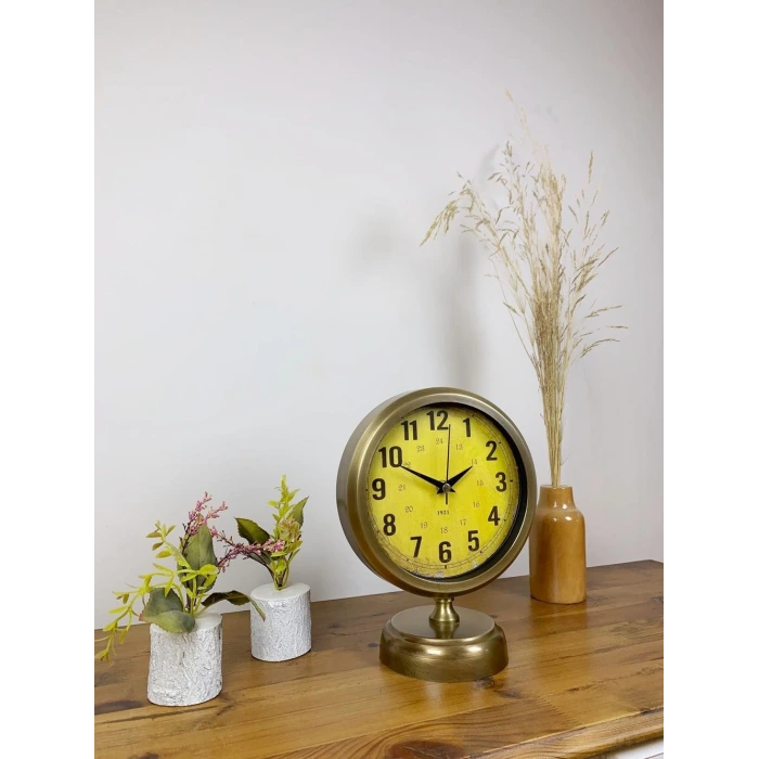 Eskitme Metal Vira Masa Saati 25×20 cm